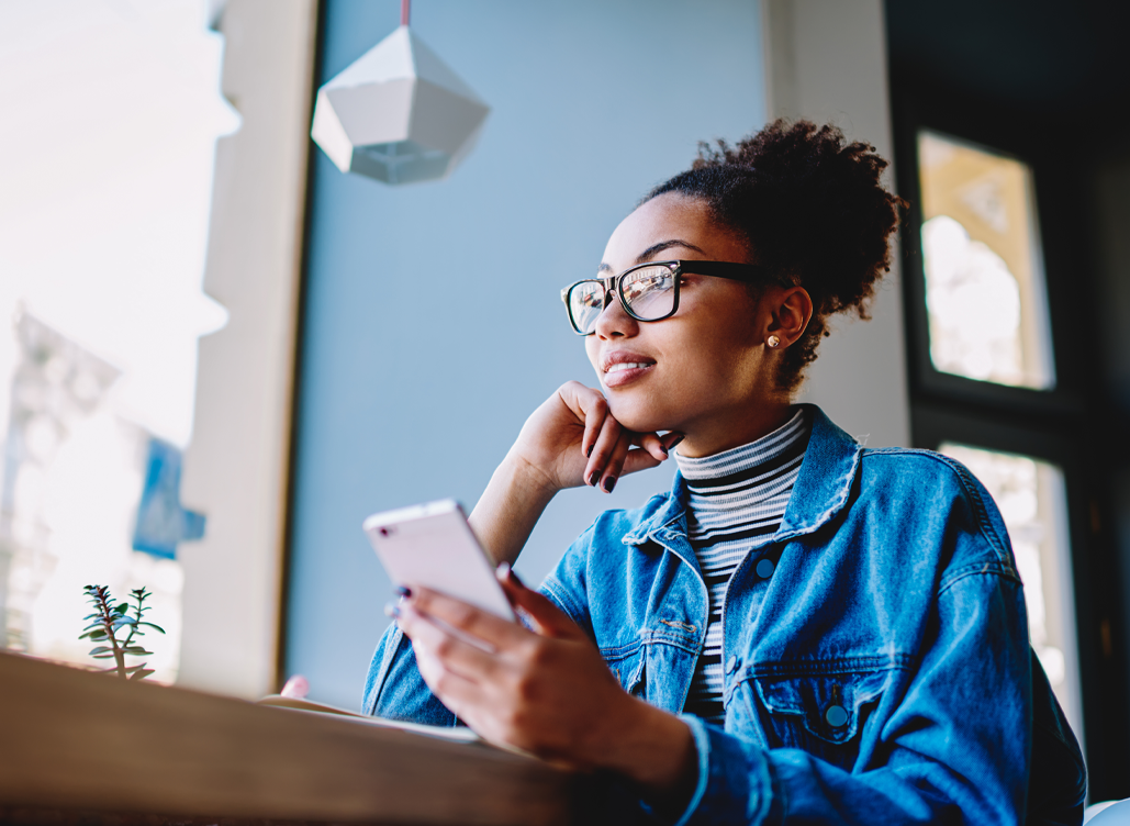 Someone looking on her phone